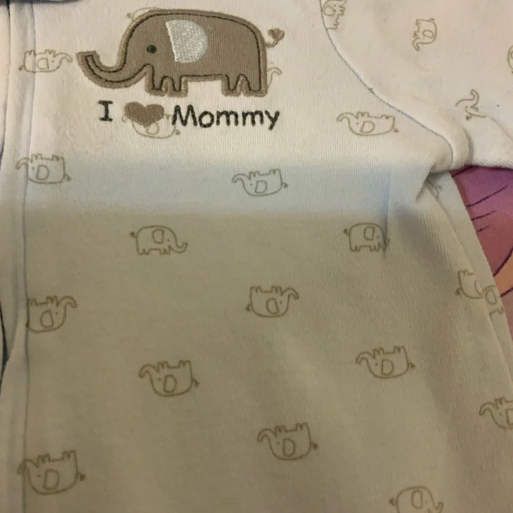 EUC Carter’s Baby I ❤️my Mommy & Elephant Embroidered Footed Blue/Gray 3M